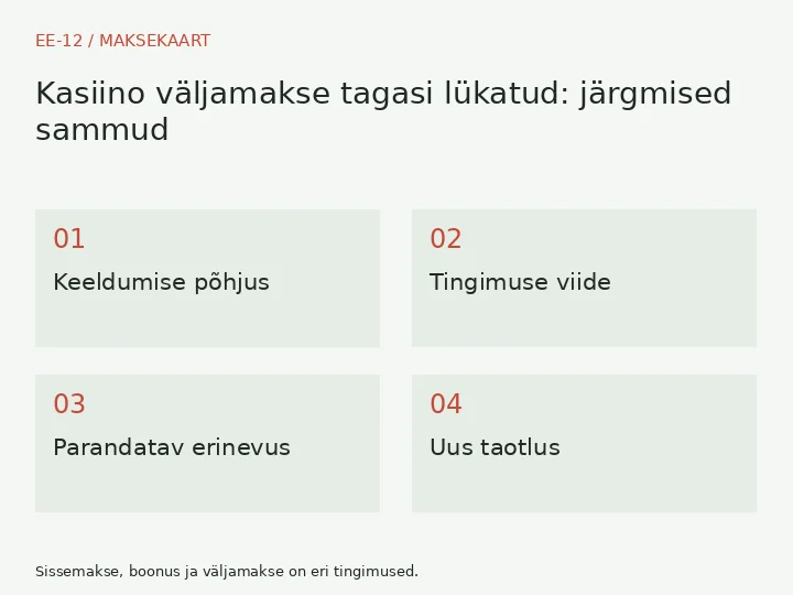 Keeldumise põhjus → Tingimuse viide → Parandatav erinevus → Uus taotlus